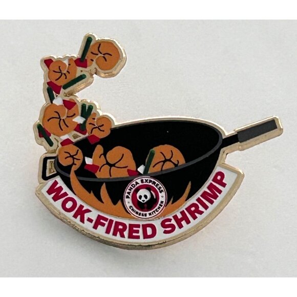 Panda Express Wok-Fired Shrimp Enamel Lapel Pin Employee Advertising - Picture 1 of 3